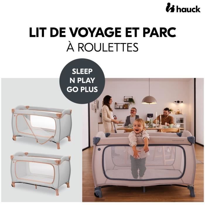 Lit de voyage - HAUCK - SLEEP N PLAY GO PLUS - 60 x 120 cm - Des la naissance - Pliable - Roulettes - Dusty Cork