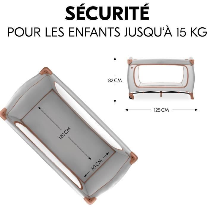 Lit de voyage - HAUCK - SLEEP N PLAY GO PLUS - 60 x 120 cm - Des la naissance - Pliable - Roulettes - Dusty Cork