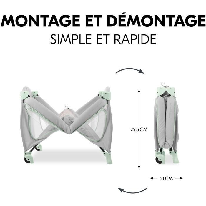 Lit de voyage - HAUCK - SLEEP N PLAY GO PLUS - 60 x 120 cm - Des la naissance - Pliable - Roulettes - Dusty Mint