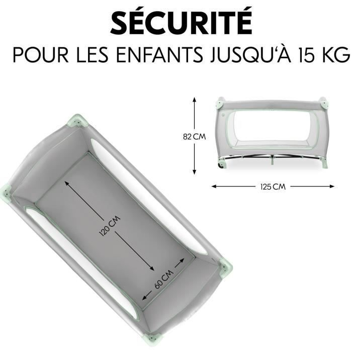 Lit de voyage - HAUCK - SLEEP N PLAY GO PLUS - 60 x 120 cm - Des la naissance - Pliable - Roulettes - Dusty Mint