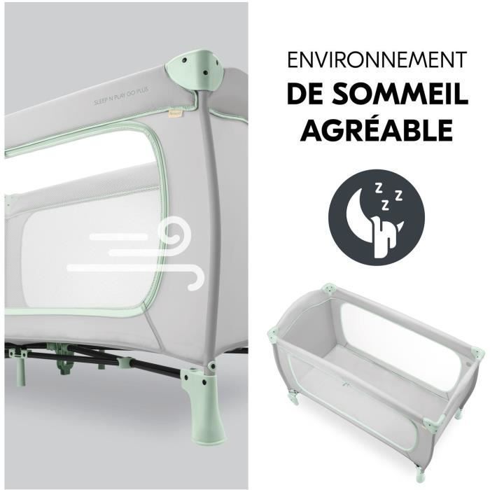 Lit de voyage - HAUCK - SLEEP N PLAY GO PLUS - 60 x 120 cm - Des la naissance - Pliable - Roulettes - Dusty Mint