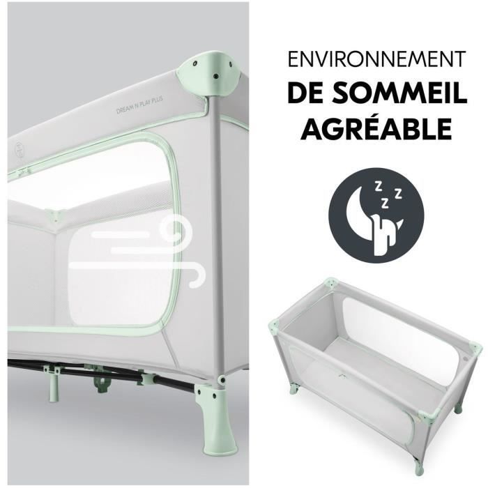 Lit de voyage - HAUCK - DREAM N PLAY PLUS - 60 x 120 cm - Des la naissance - Pliable - Dusty Mint