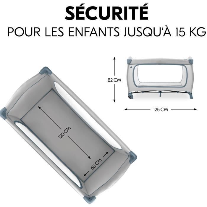 Lit de voyage - HAUCK - SLEEP N PLAY GO PLUS - 60 x 120 cm - Des la naissance - Pliable - Roulettes - Dusty Bleu