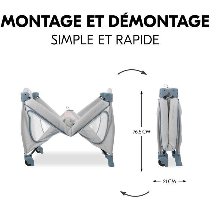 Lit de voyage - HAUCK - SLEEP N PLAY GO PLUS - 60 x 120 cm - Des la naissance - Pliable - Roulettes - Dusty Bleu