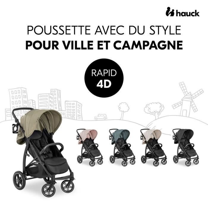HAUCK - Poussette tout terrain - RAPID 4D - Pliage a 1 main - 4 roues - Jungle