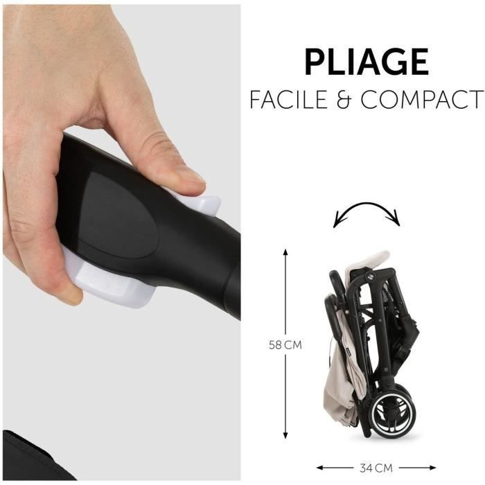 HAUCK - Poussette compacte - TRAVEL N CARE - 4 roues - Pliage a 1 main - Beige