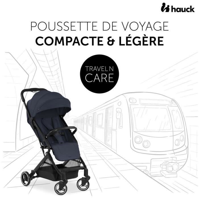 HAUCK - Poussette compacte - TRAVEL N CARE - 4 roues - Pliage a 1 main - Bleu