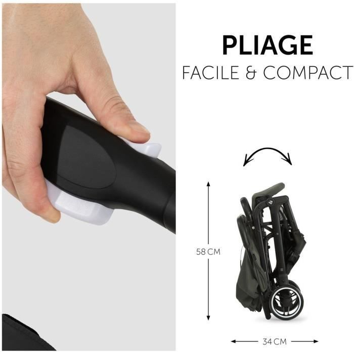 HAUCK - Poussette compacte - TRAVEL N CARE - 4 roues - Pliage a 1 main - Olive