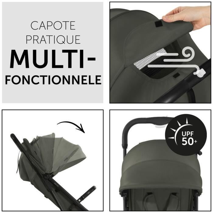 HAUCK - Poussette compacte - TRAVEL N CARE - 4 roues - Pliage a 1 main - Olive
