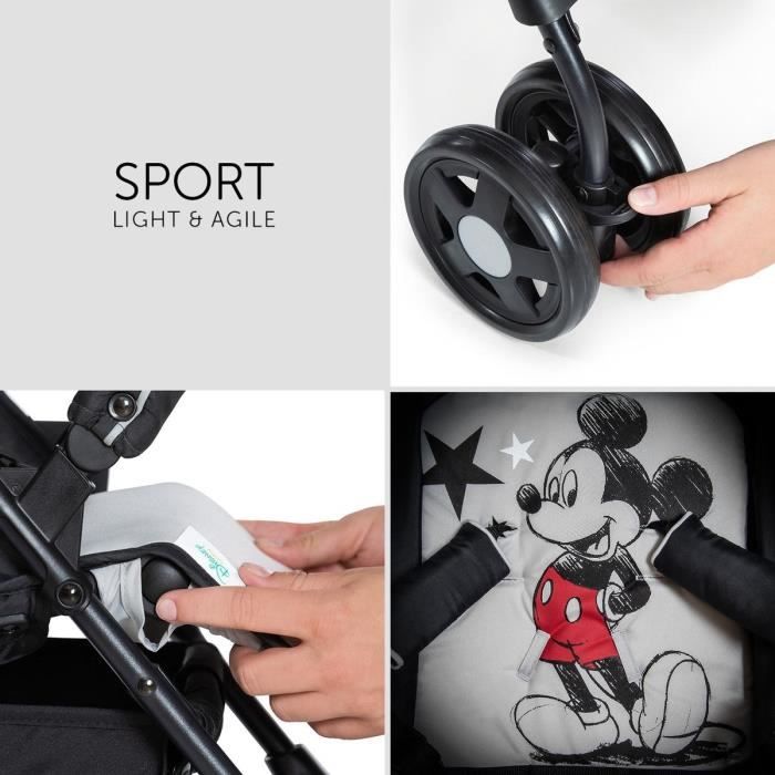 HAUCK - Poussette canne - SPORT - Pliable & inclinable - Capote Pare-Soleil - 4 roues - Mickey Stars
