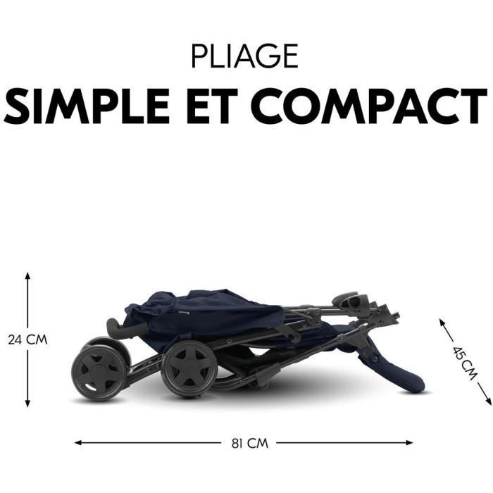 HAUCK - Poussette canne - SPORT - Pliable & inclinable - Capote Pare-Soleil - 4 roues -Bleu