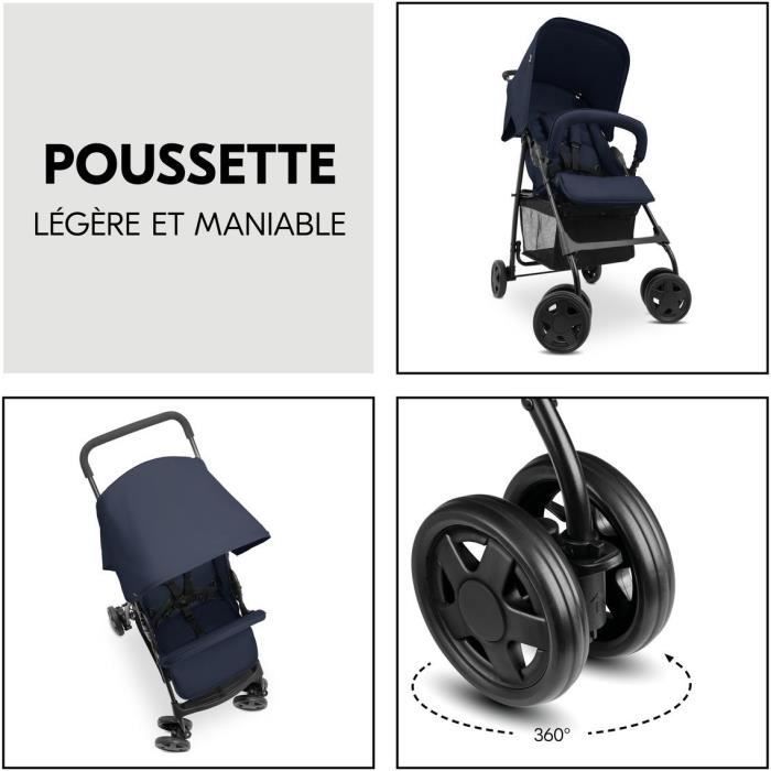 HAUCK - Poussette canne - SPORT - Pliable & inclinable - Capote Pare-Soleil - 4 roues -Bleu