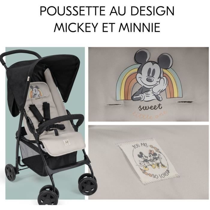 HAUCK - Poussette canne - SPORT - Pliable & Inclinable - Capote Pare-Soleil - 4 roues - Mickey & Minnie