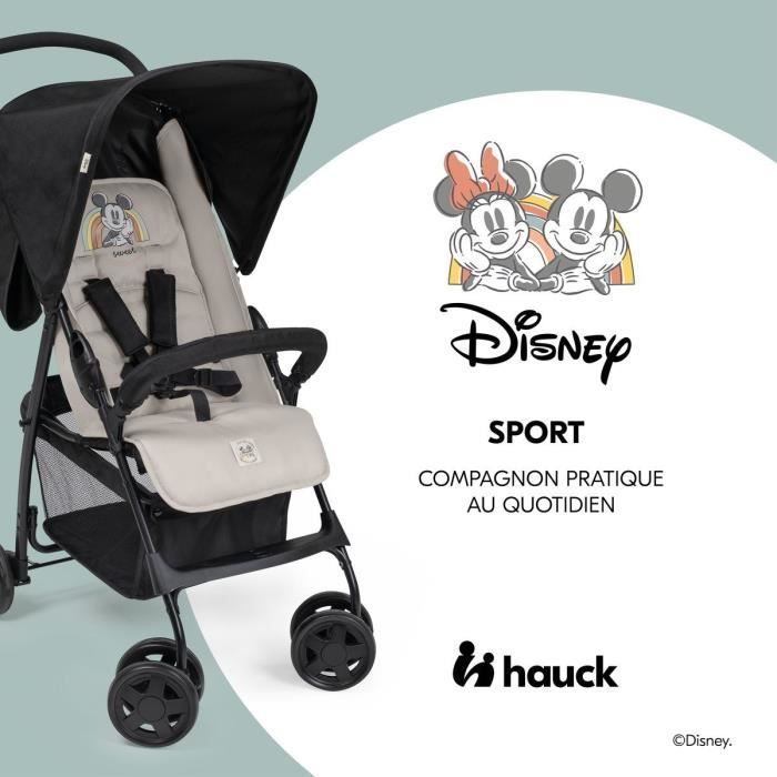 HAUCK - Poussette canne - SPORT - Pliable & Inclinable - Capote Pare-Soleil - 4 roues - Mickey & Minnie