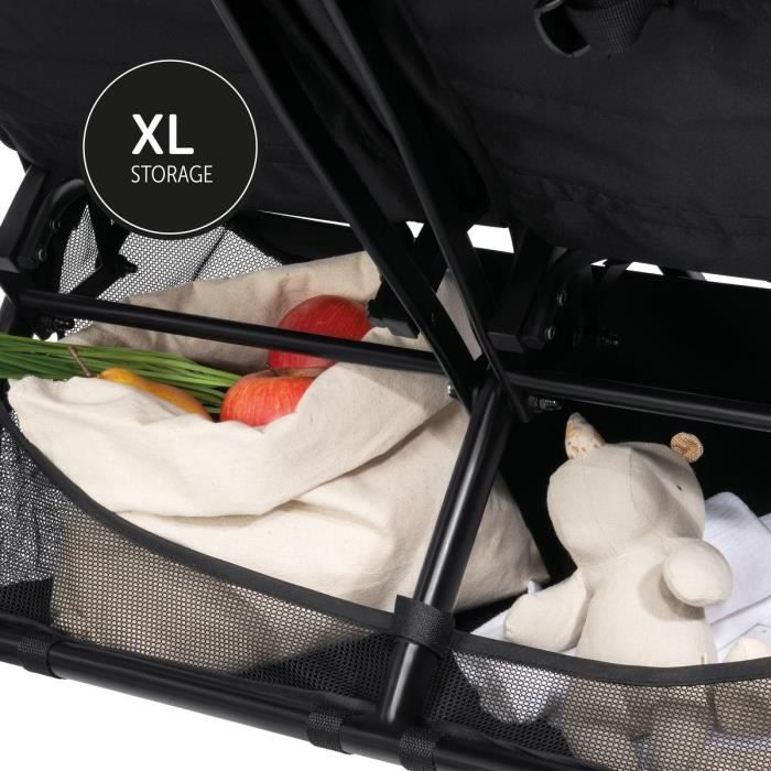 HAUCK - Poussette double - SWIFT X DUO - 4 roues - Pliage a 1 main - Noir