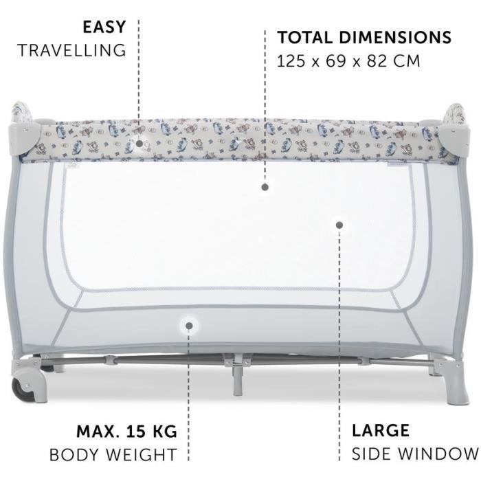 Lit de voyage - HAUCK - SLEEP N PLAY GO PLUS - 60 x 120 cm - Des la naissance - Pliable - Roulettes - Pooh Exploring