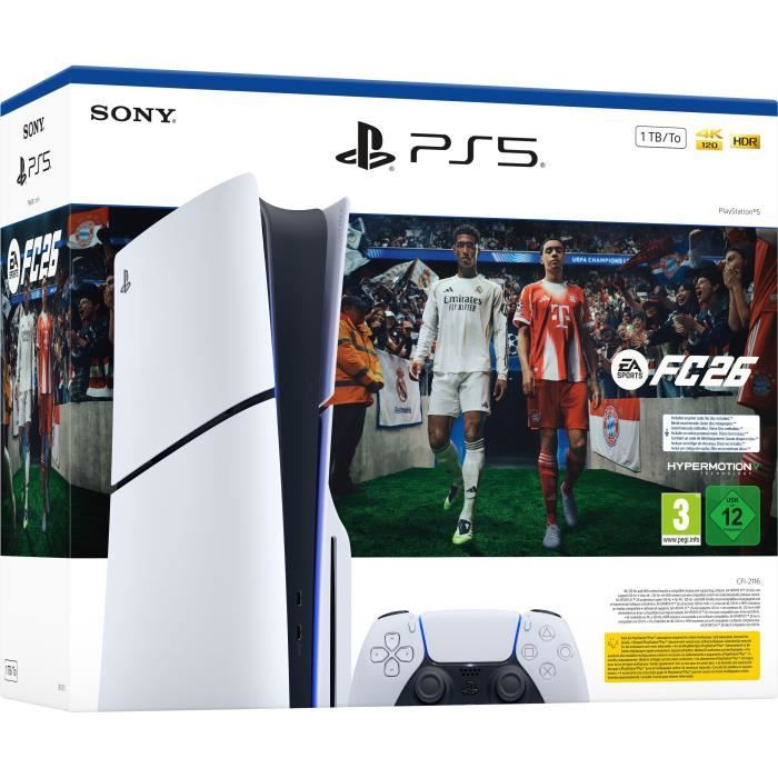 Pack PS5 Standard (avec lecteur CD) : Console PlayStation 5 (Modele Slim) + FC26 (code dans la boite)