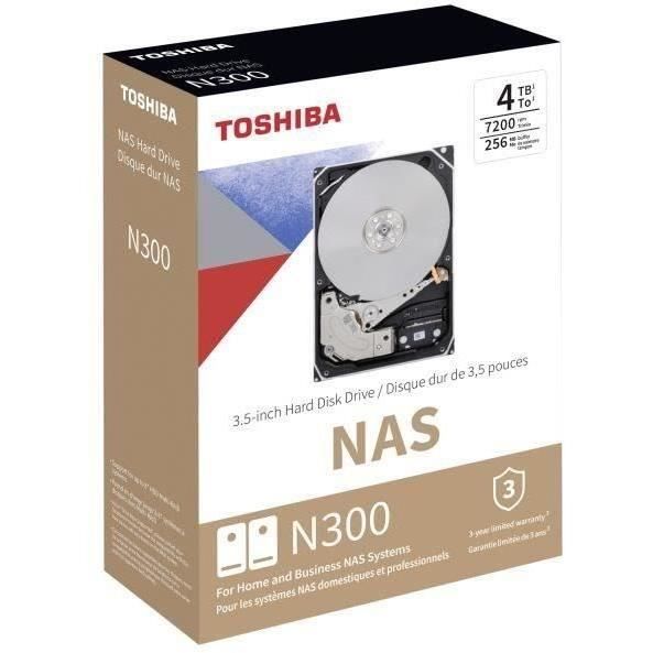 Disque Dur Interne - TOSHIBA - NAS N300 - 4To - 7200 tr/min - 3,5 (HDWG440EZSTA)