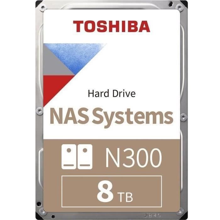 Disque Dur Interne - TOSHIBA - NAS N300 - 8To - 7200 tr/min - 3.5 Boite Retail (HDWG480EZSTA)