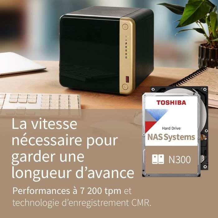 Disque Dur Interne - TOSHIBA - NAS N300 - 8To - 7200 tr/min - 3.5 Boite Retail (HDWG480EZSTA)