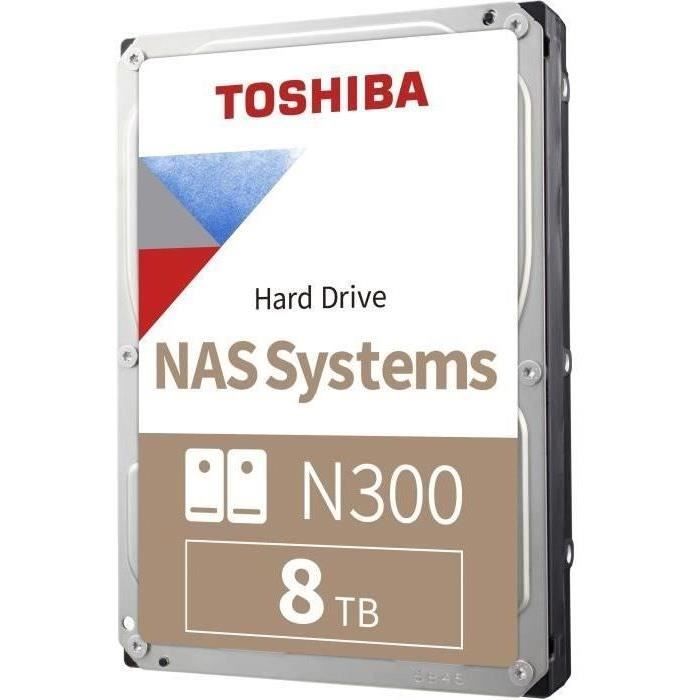 Disque Dur Interne - TOSHIBA - NAS N300 - 8To - 7200 tr/min - 3.5 Boite Retail (HDWG480EZSTA)