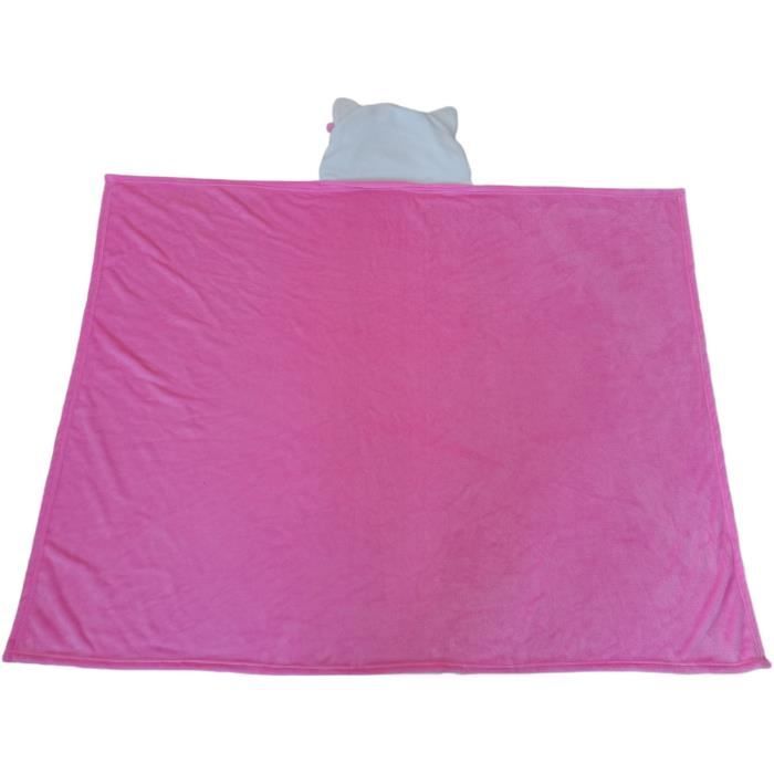 Plaid polaire a capuche 3D - HELLO KITTY - Rose - 120 x 150 cm
