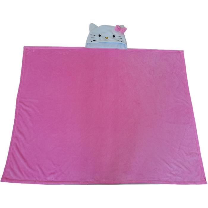 Plaid polaire a capuche 3D - HELLO KITTY - Rose - 120 x 150 cm