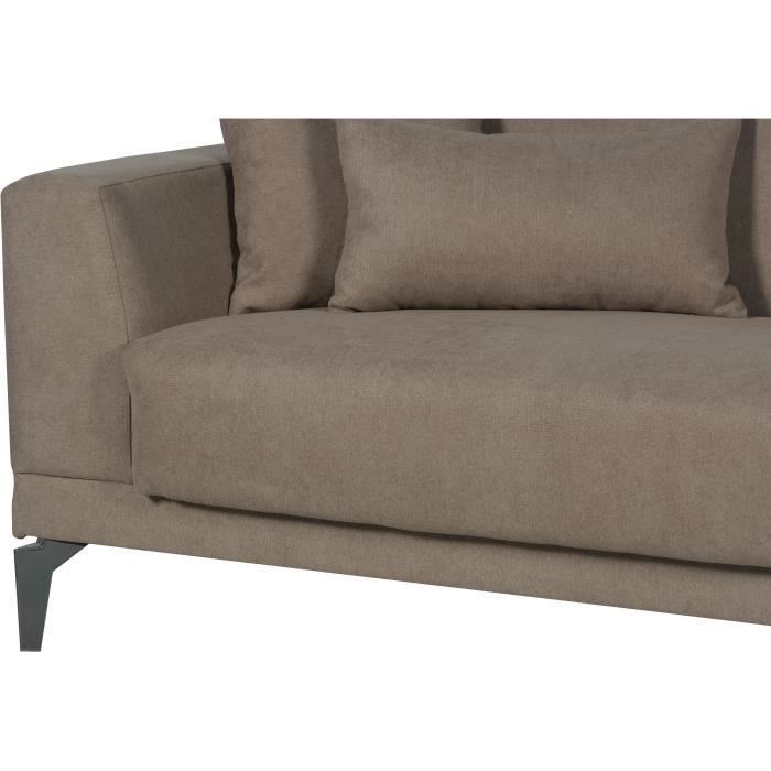 CanapÈ convertible 3 places - HENRY - Tissu marron - 3 coussins - coffre de rangement - 234 x 85 x 84 cm