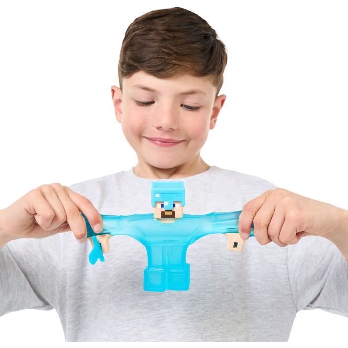 Figurine extensible - GOO JIT ZU - Minecraft Steeve - 11 cm - Texture élastique - Extensible 3x