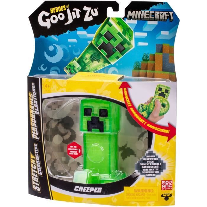 Figurine extensible - GOO JIT ZU - Minecraft Creeper - 11 cm - Texture élastique - Extensible 3x