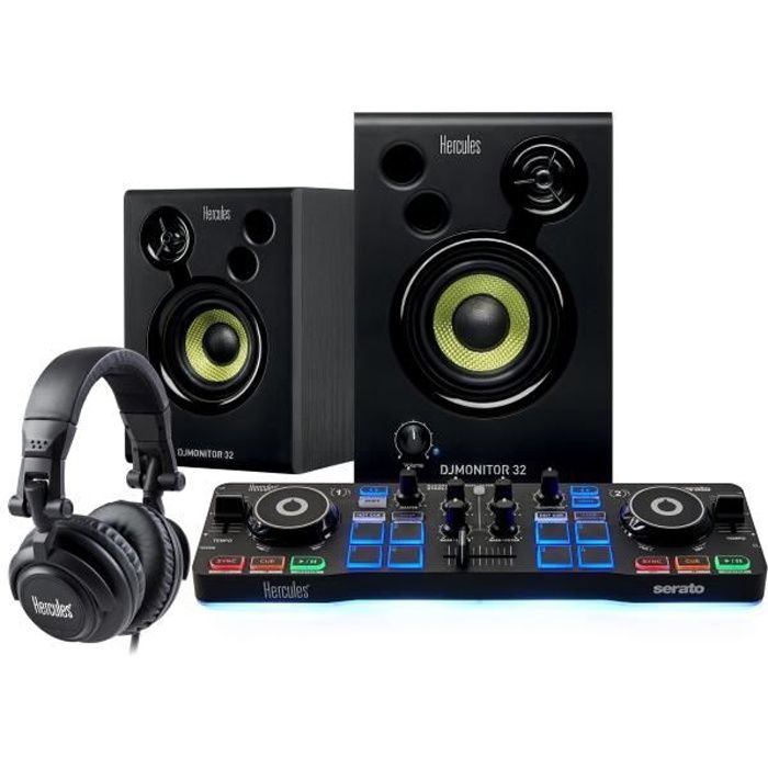 HERCULES DJ STARTER KIT - DJ Control Starlight + Enceintes DJ Monitor 32 + Casque avec isolation phonique