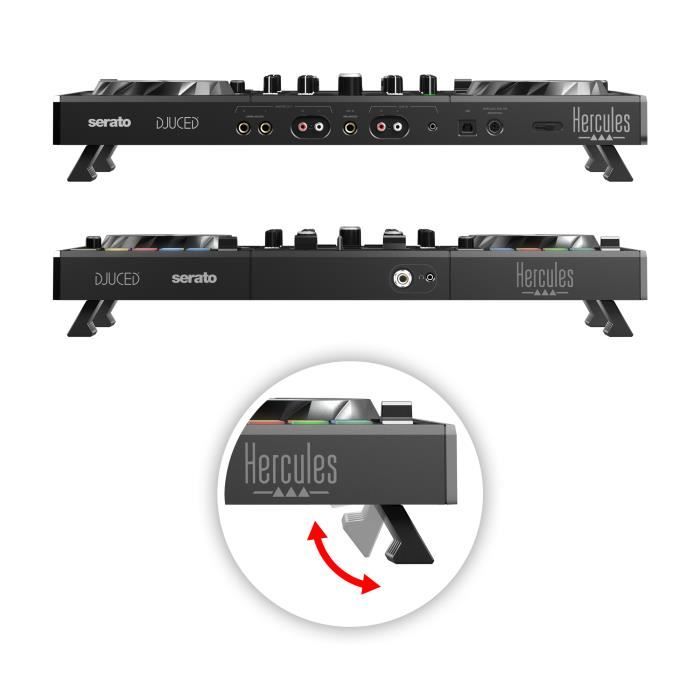 HERCULES DJCONTROL INPULSE 500 - Contrôleur DJ - Interface audio et mixeur hardware intégrés - 16 pads rétroéclaires (RGB) - Noir