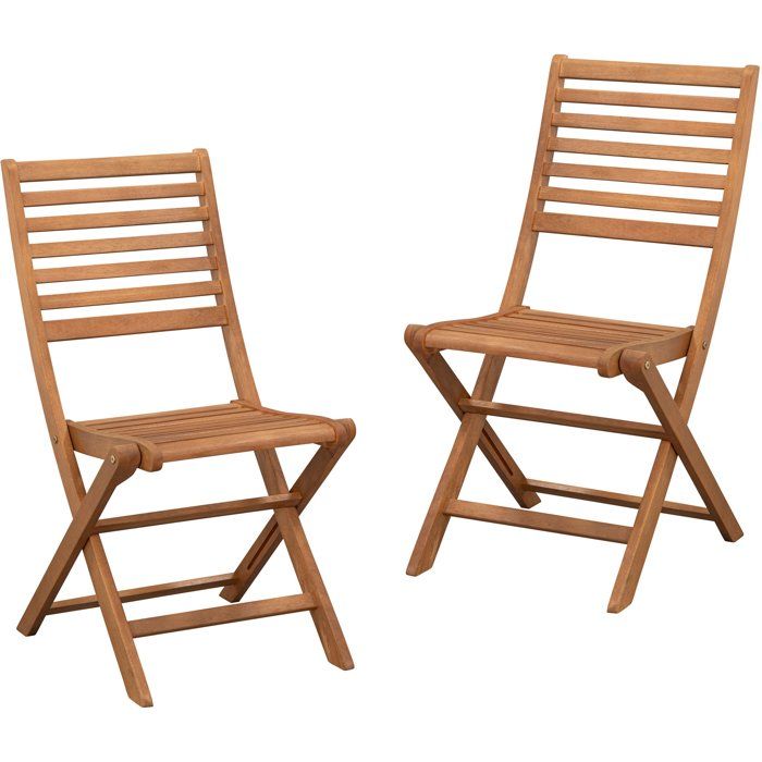 Lot de 2 chaises de jardin pliantes - EDEN - Bois Eucalyptus FSC - 57,5 x 46,5 x H90 cm