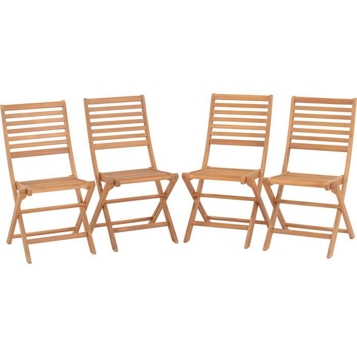 Lot de 4 chaises de jardin pliantes - EDEN - Bois Eucalyptus FSC - 57,5 x 46,5 x H90 cm
