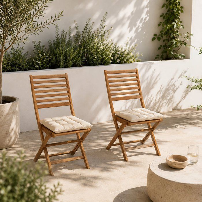 Lot de 2 chaises de jardin pliantes - EDEN - Bois Eucalyptus FSC - 57,5 x 46,5 x H90 cm
