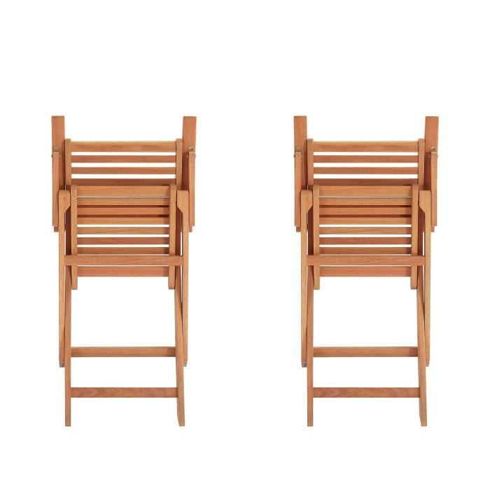 Lot de 2 fauteuils de jardin pliants - EDEN - Bois Eucalyptus FSC - 57,5 x 52,5 x H91 cm