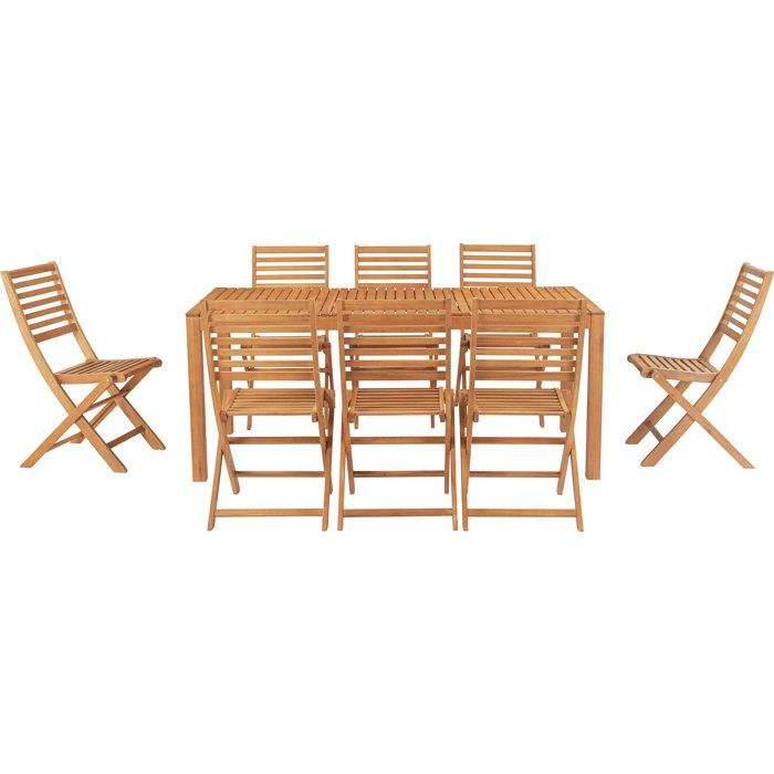 Ensemble repas de jardin - HAVANA - Bois Eucalyptus FSC - Table 180 x 90 cm + 8 chaises - 8 personnes
