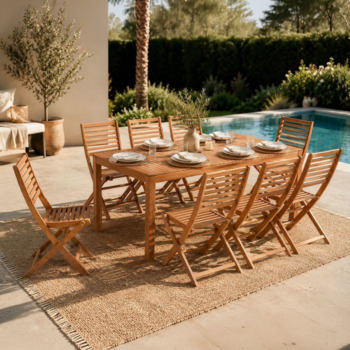 Ensemble repas de jardin - HAVANA - Bois Eucalyptus FSC - Table 180 x 90 cm + 8 chaises - 8 personnes