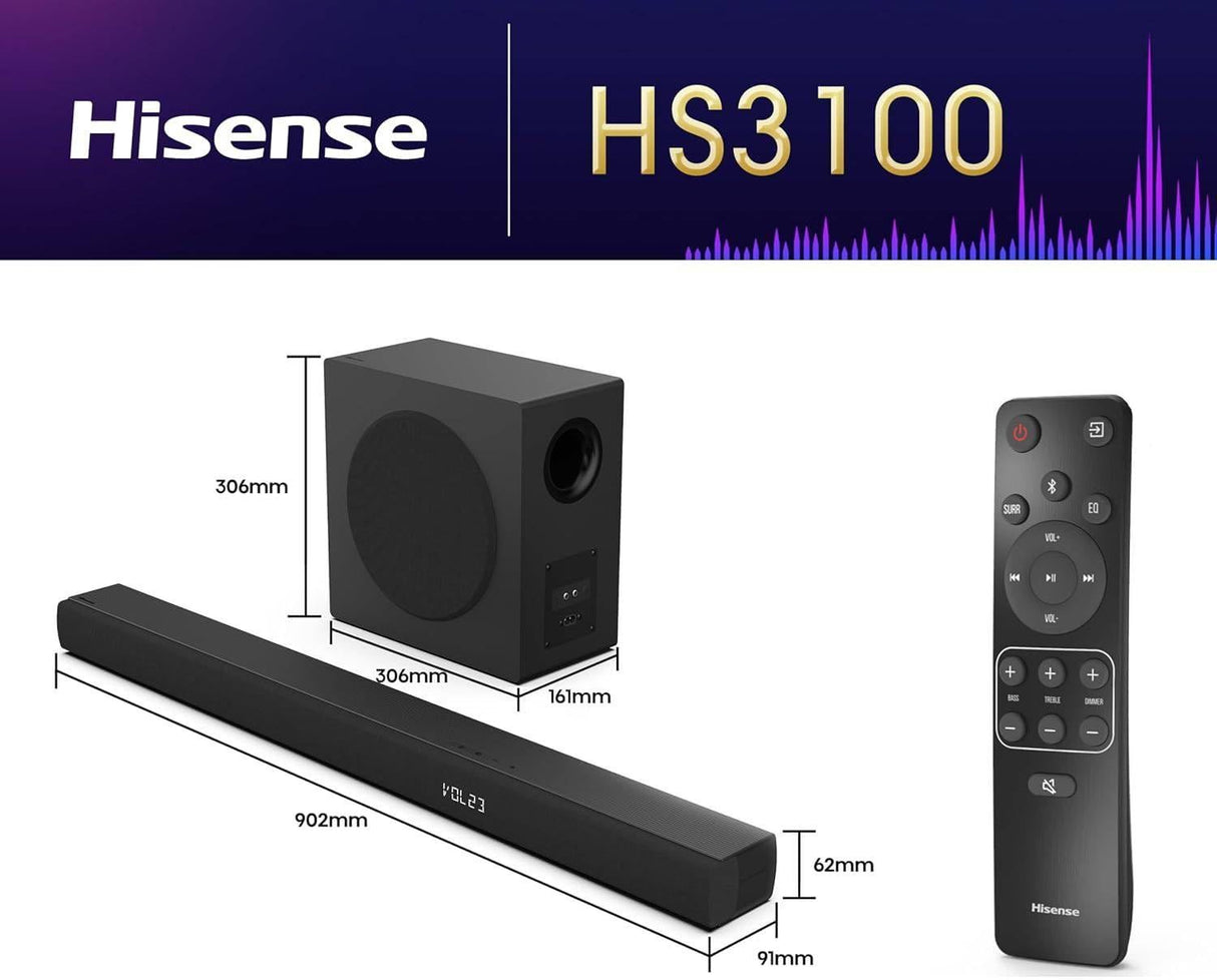 Barre de son - HISENSE - Caisson de basses sans fil - Bluetooth - 3.1 CH - Max 480 W