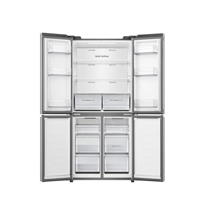 RÈfrigÈrateur amÈricain HISENSE - RQ5P470SEIE - 4 portes - Classe ÈnergÈtique E - 84,2 x 74,4 x 188,5 cm - Inox
