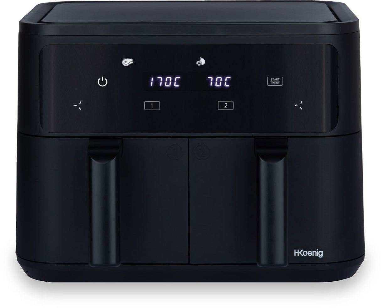 Friteuse sans huile HKoeNIG - FRY900 - Capacité 9L - Double cuve 4,5L - 8 programmes de cuisson - 2400W