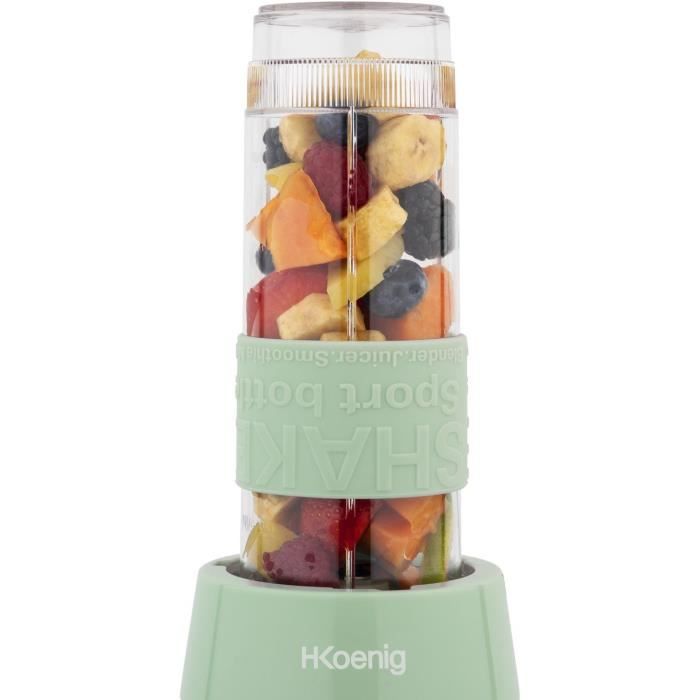 Mini blender - H.KoeNIG - SMOO18 - 300 W - 570 mL - Vert pastel - 2 gourdes incluses - Sans BPA