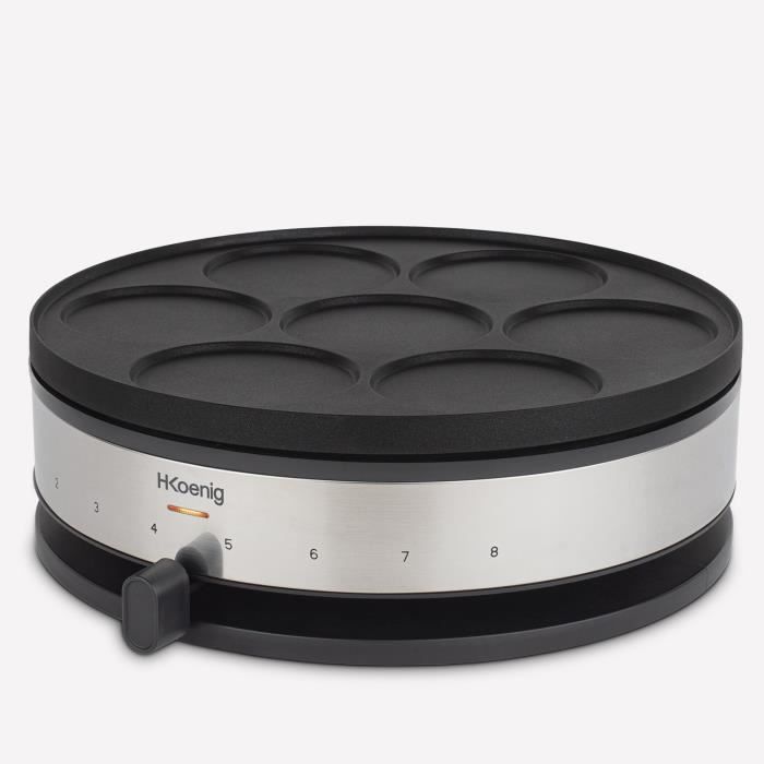 Crepiere HKoeNIG - KREP56 - Plaque réversible amovible - Surface de cuisson 33 cm - 1500W - Noir/Acier
