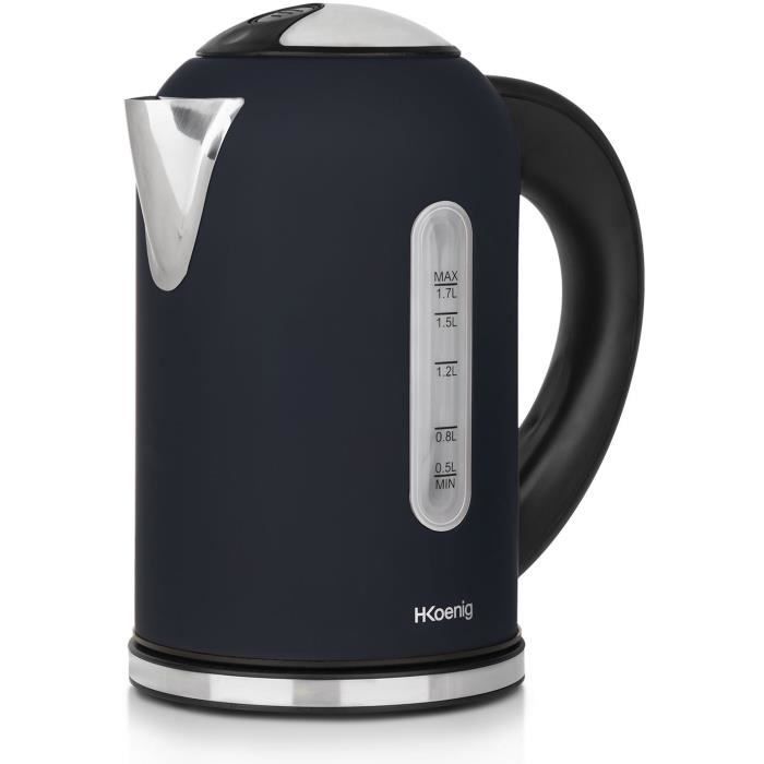 Bouilloire programmable - HKoeNIG - Boe56 - 1,7L - 2200 W - TempÈrature rÈglable - Ecran LCD - Bleu nuit mat et acier inoxydable