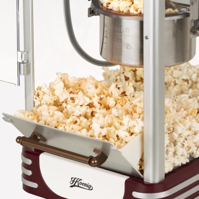Machine a popcorn HKoeNIG - POP330 - Design retro - Capacité 50g - Lumiere intérieure de maintien au chaud - 360W