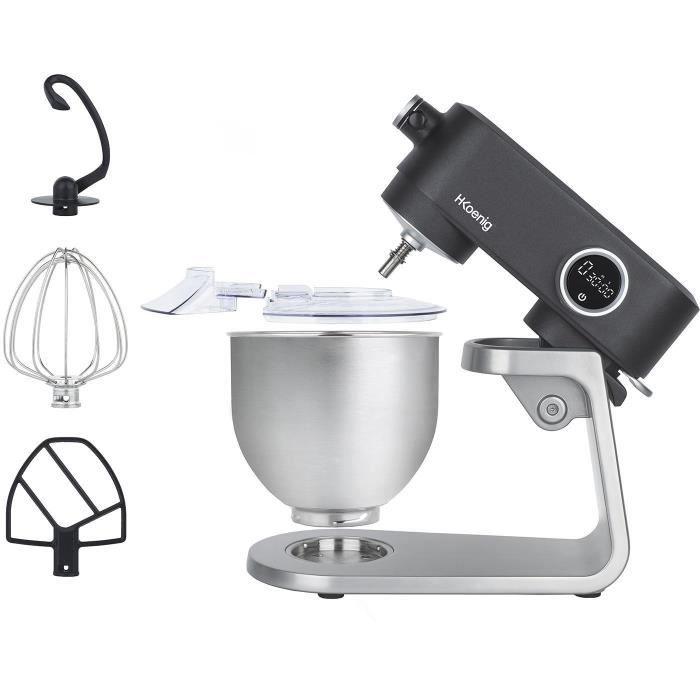 Robot p‚tissier - H.Koenig - KM120 - 800 W - Bol inox 5 L - 8 vitesses - Gris mat et argent