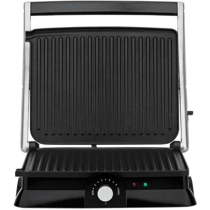 Grill électrique HKoeNIG - GR20 - Surface cuisson 29,7x23cm - Température réglable - 2000W - Inox