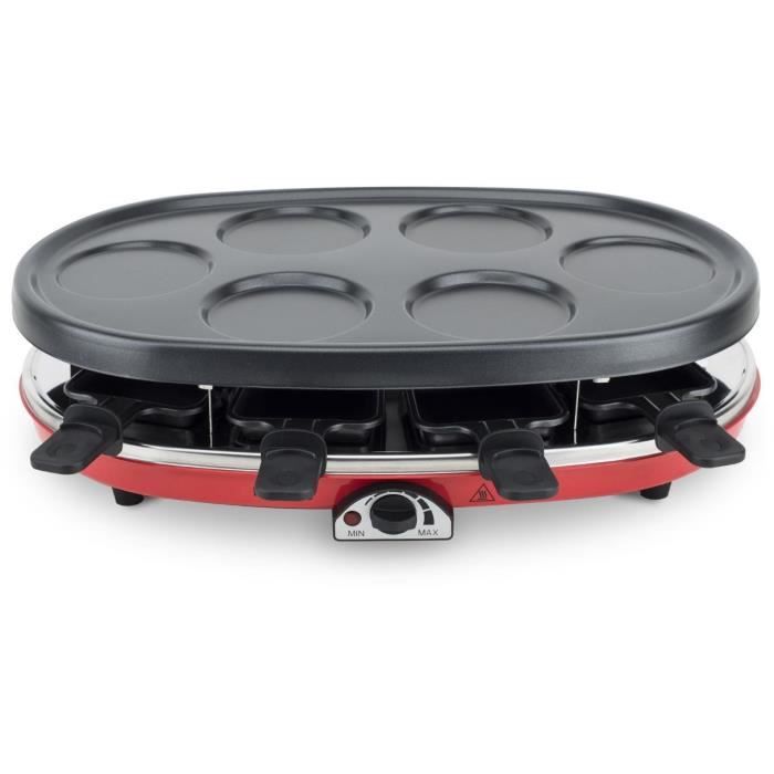 Appareil a raclette 4 en 1 HKoeNIG - RP418 - Juqu'a 8 personnes - 3 plaques interchangeables - Température réglable - 1500W