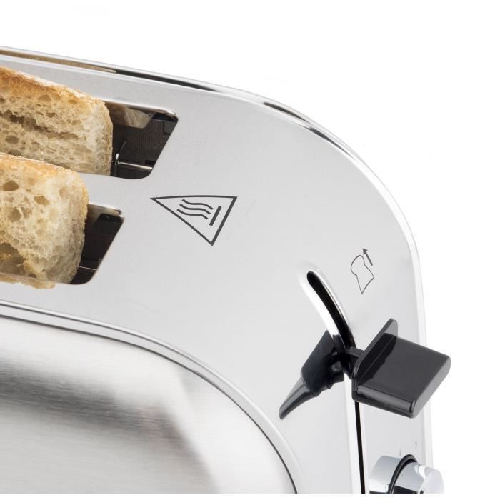 Grille-pain H.KoeNIG TOAS28 - 2 fentes - 3 fonctions - Thermostat rÈglable 7 niveaux - Acier inoxydable - Gris