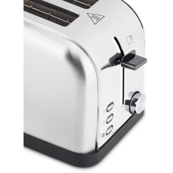 Grille-pain H.KoeNIG TOAS28 - 2 fentes - 3 fonctions - Thermostat rÈglable 7 niveaux - Acier inoxydable - Gris